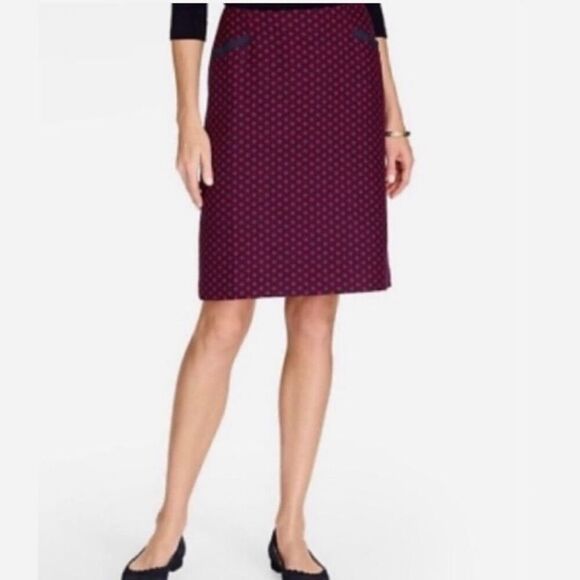 Talbots Navy & Red Wool Blend Polka Dot Skirt size 8P - Picture 1 of 8